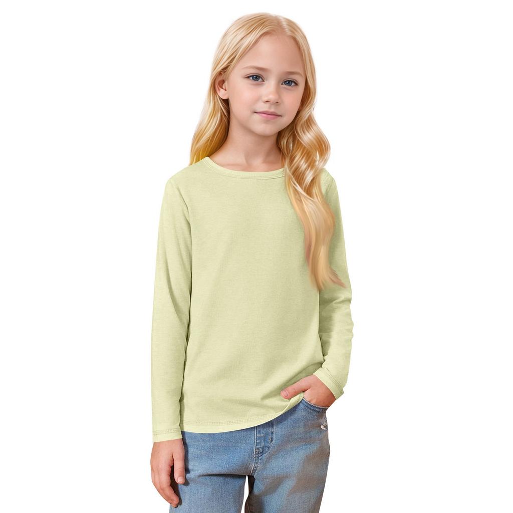 Children's Long-sleeved O-neck Top Solid Color Daily Casual(3pc)