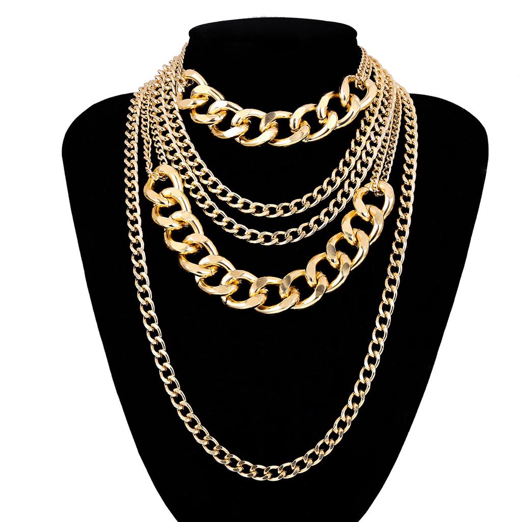 Collana Choker a Catena Multistrato Grande Spessa Colore Oro Goth Hiphop Rock Halloween Grunge Emo Boho Collane Per Donne Uomini Gioielli