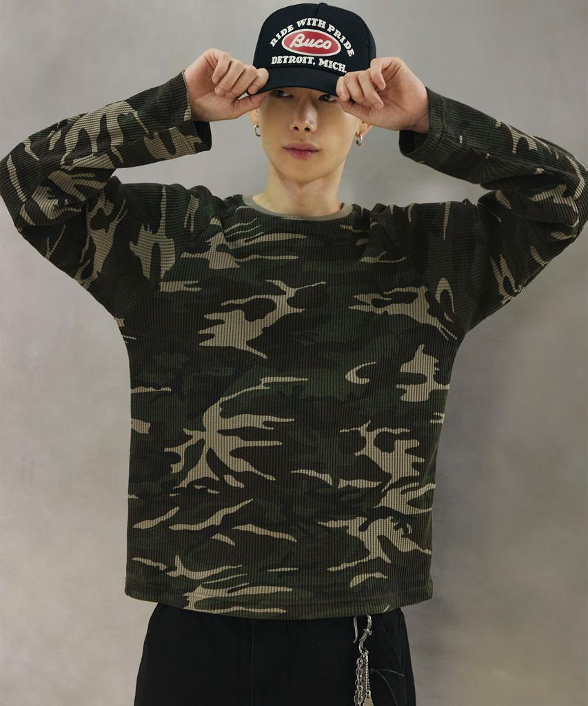 SCALLYWAG Camo Raglan Long Sleeve [Green]