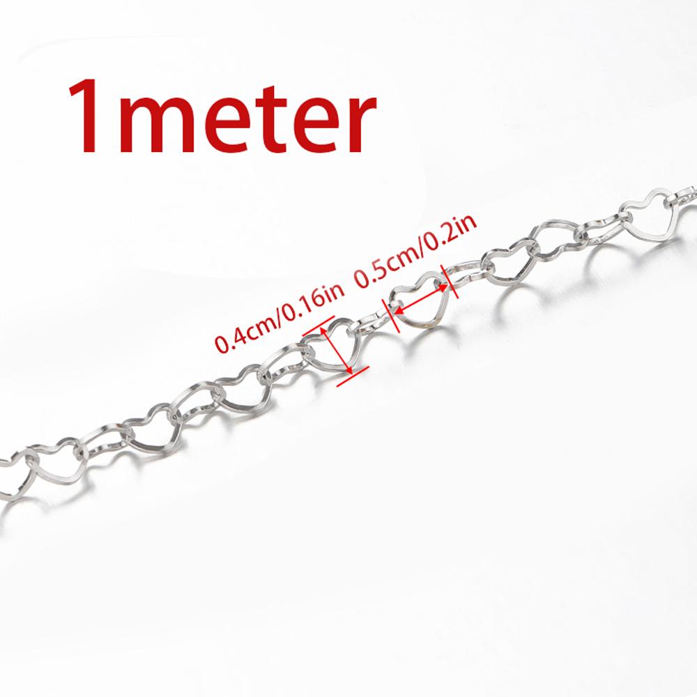 

1Meter Punk Black Color Stainless Steel Love Heart Link Chains for Party Jewelry Making DIY Bracelet Choker Necklace Components Width 4mm 1M