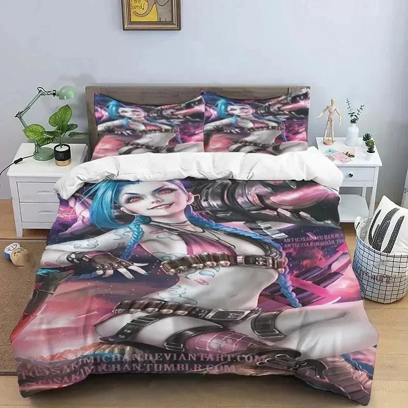 3D Print Jinx Arcane Bedding Set Duvet Cover Bed Set Quilt Cover Pillowcase Comforter King Queen Size Boys Adult Bedding Set