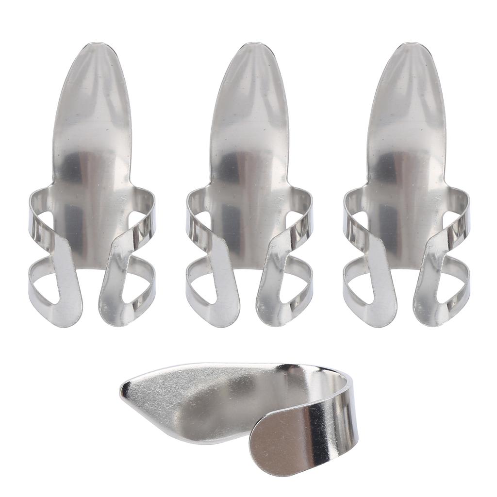 Finger Picks 3Pcs Index Finger 1Pc Thumb Metal Guitar Replace Accessories with Storage Box