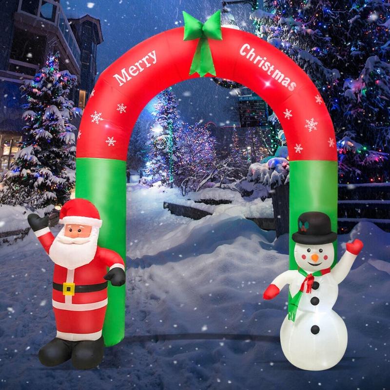 Festive Inflatable Christmas Decoration Glowing Santa Claus Snowman Gingerbread Man Yard Ornament