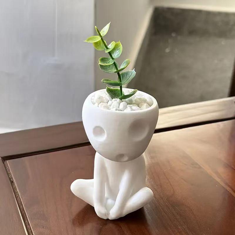 Nordic Abstract Figure Small Flower Pot Modern Minimalist Desktop Ornament Simulation Succulent Plant Flower Pot Home Decoration