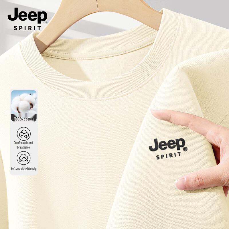 

JEEP SPIRIT Men s 2025 Heavyweight Cotton Loose Fit T-Shirt L