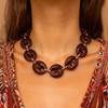 European and American retro fashion personalized geometric acrylic splicing necklace simple CCB beaded sticker neck decoration women