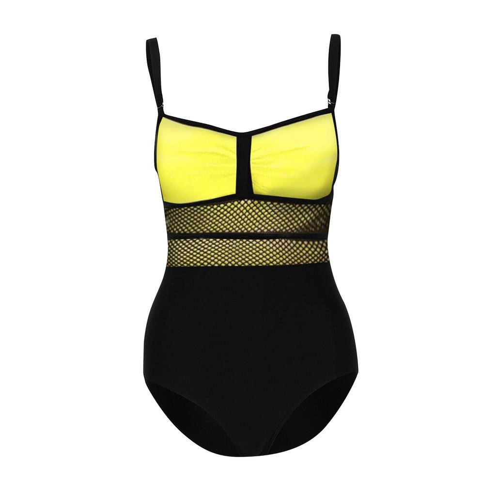 Casual Women Mesh Stitching Sling One-piece Swimsuit Sexy Color Swimsuit