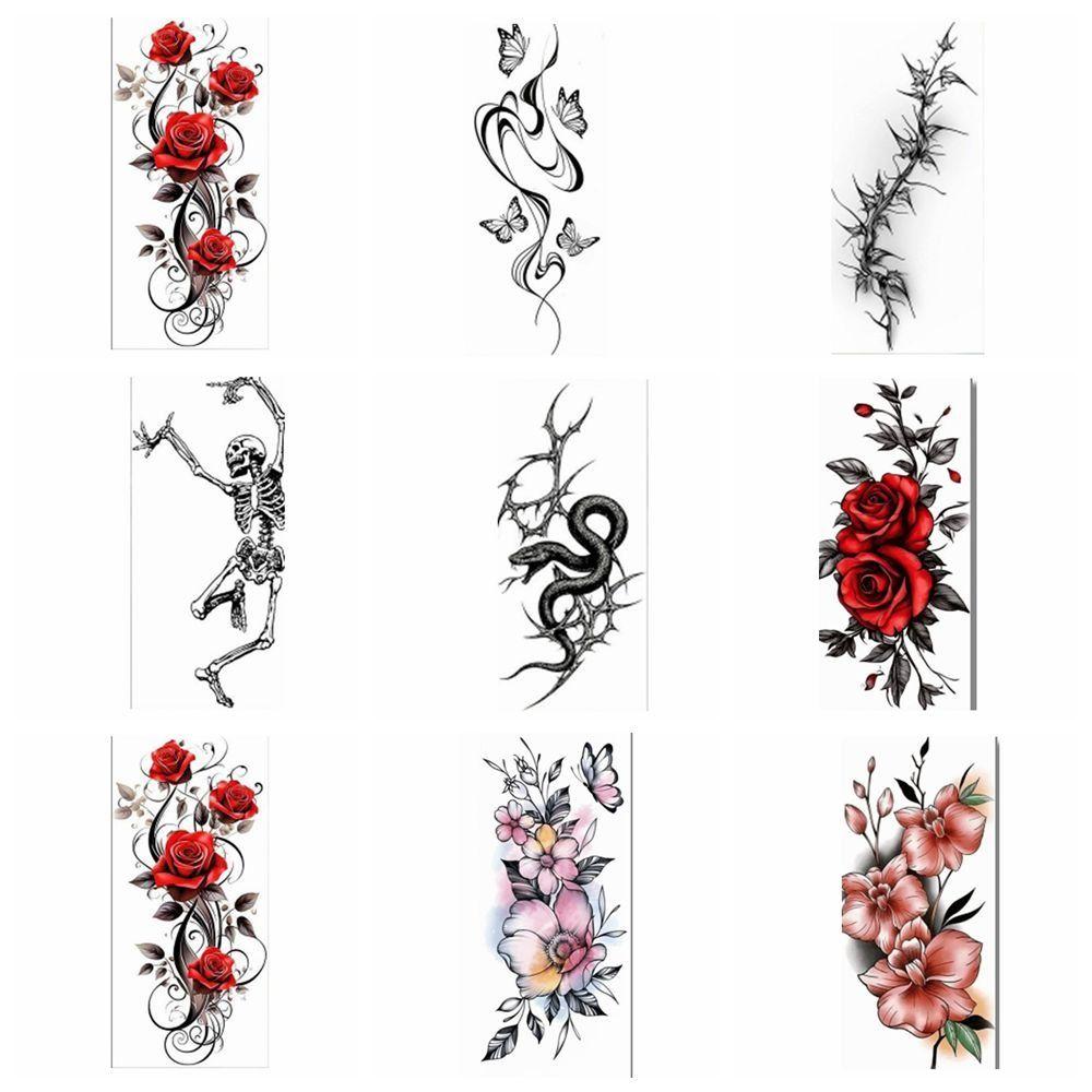 Long Lasting Rose Temporary Tattoo Flower Body Art Sticker Sweet Instant Decals Daily Use