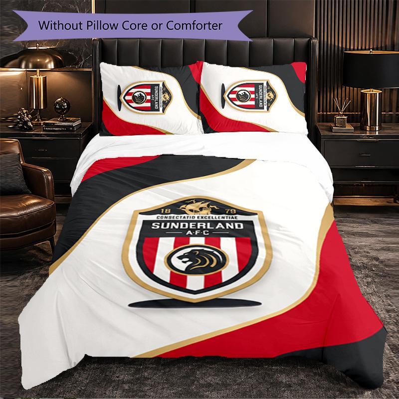Set Biancheria da Letto a 3 Pezzi Sunderland Football Morbido Set Copripiumino con Federe Set Decorazione Camera da Letto per la Casa