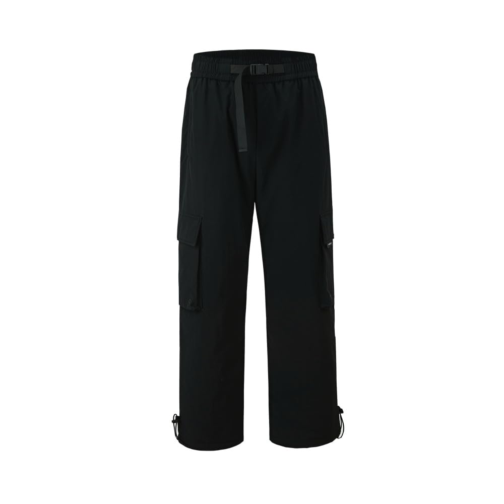 SYOKYO Men's Warm Wide-Leg Down Pants, Oversized, Thick, and Warm for Mountaineering, Sports, Outdoor Activities, and Camping (JP, Alphabet, L, Black)