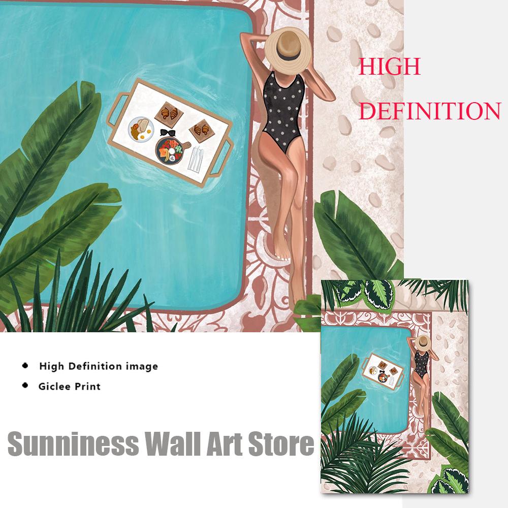 Morocco Travel Posters Botanical Canvas Painting Tropical Jungle Art Prints Beach Ocean Swim Wall Pictures For Living Room Decor
