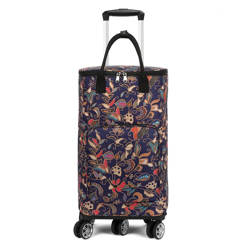 Portable Small Trolley Cart with Universal Wheels and Insulated Shopping Bag