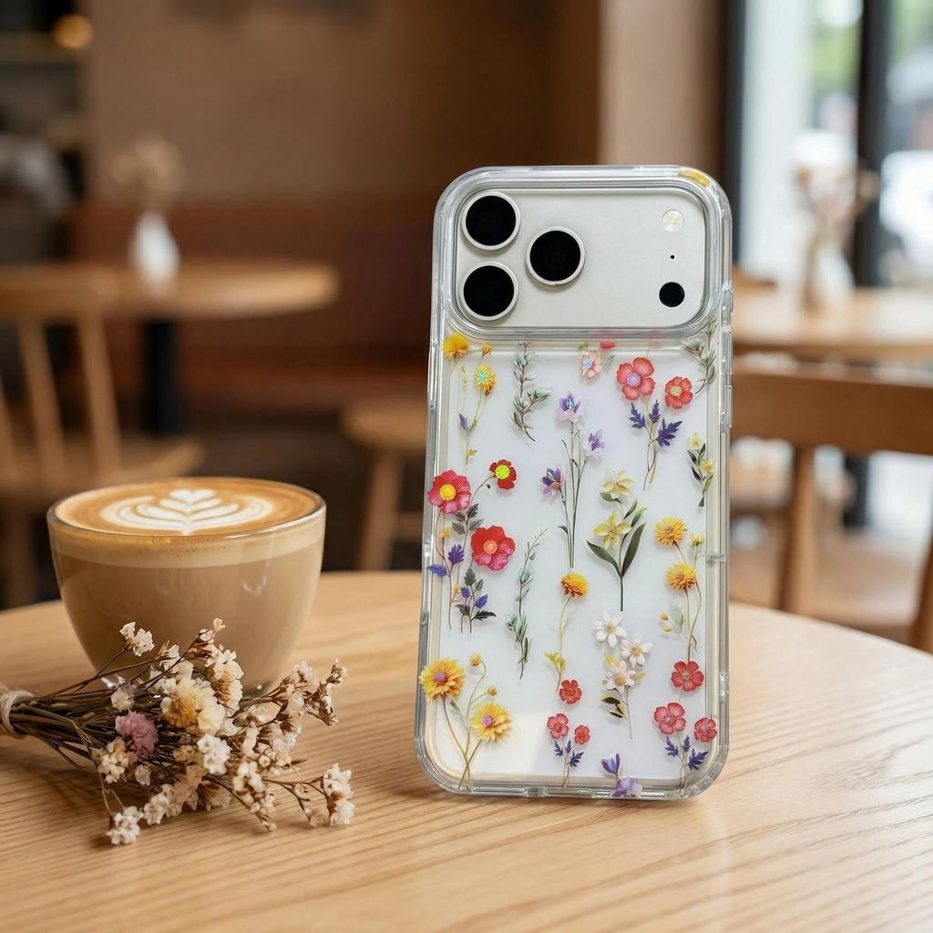 Applicable To Iphone17promax Mobile Phone Case, Colorful Laser Flower Apple 18 Anti-drop 17Pro Transparent Case
