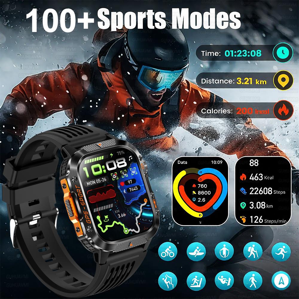 New Outdoor Sport GPS Position Smart Watch Men 10ATM Waterproof Compass Altimeter Bluetooth calling Fitness Smart Watch