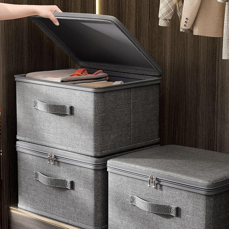 Household Flip-Top Cationic Storage Box with Lock, Large Capacity Wardrobe and Bedroom Clothes Organizer