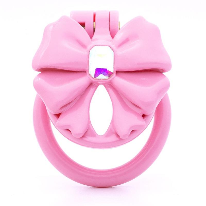 Pink Bow-Tie Flat Chastity Cage Positive/Negative Cock Cage Urethral Chastity Device SM Sex Toy Peins Plug ChastityBelt for Men