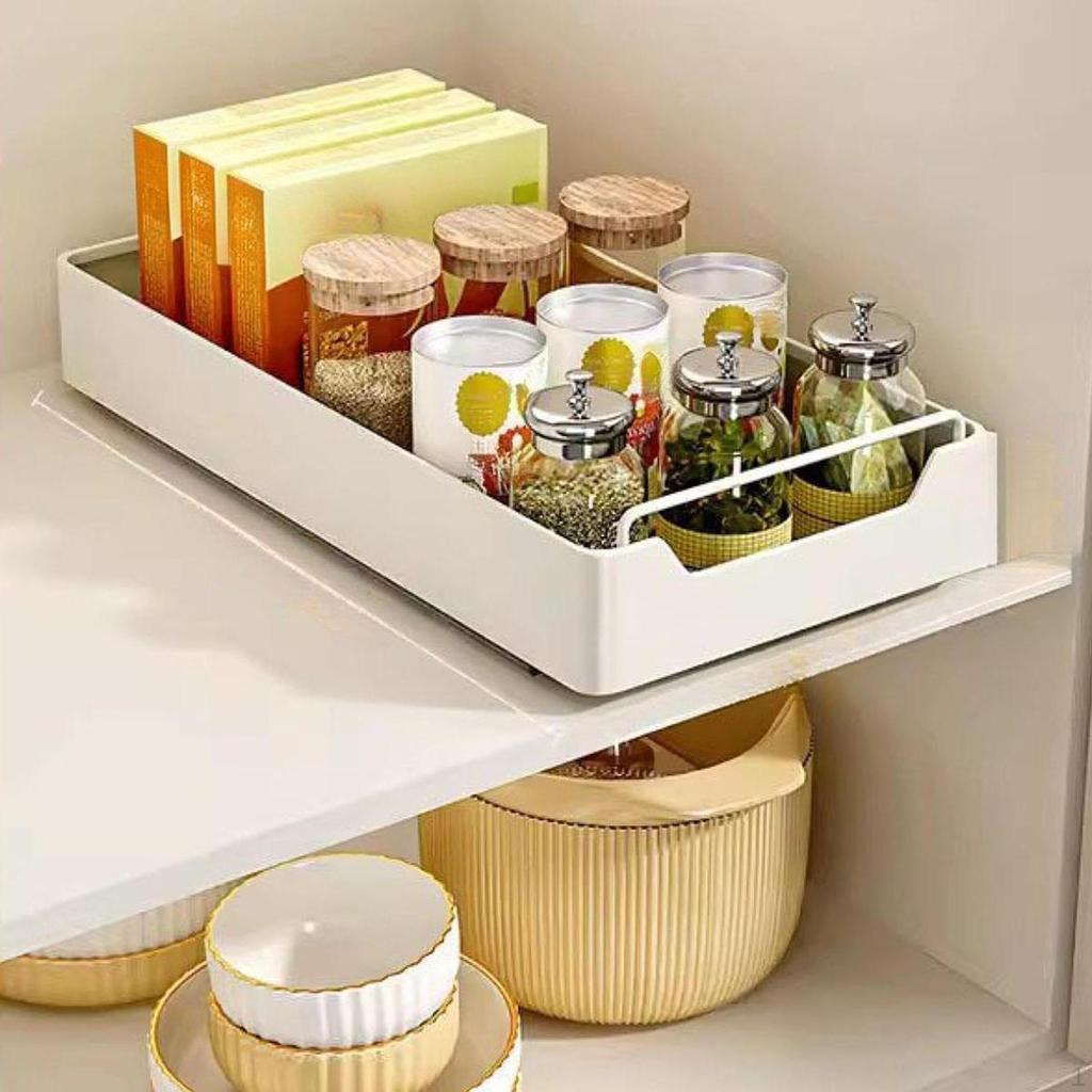 Kitchen Cabinet Organizer with Sliding Drawer And Spice Rack