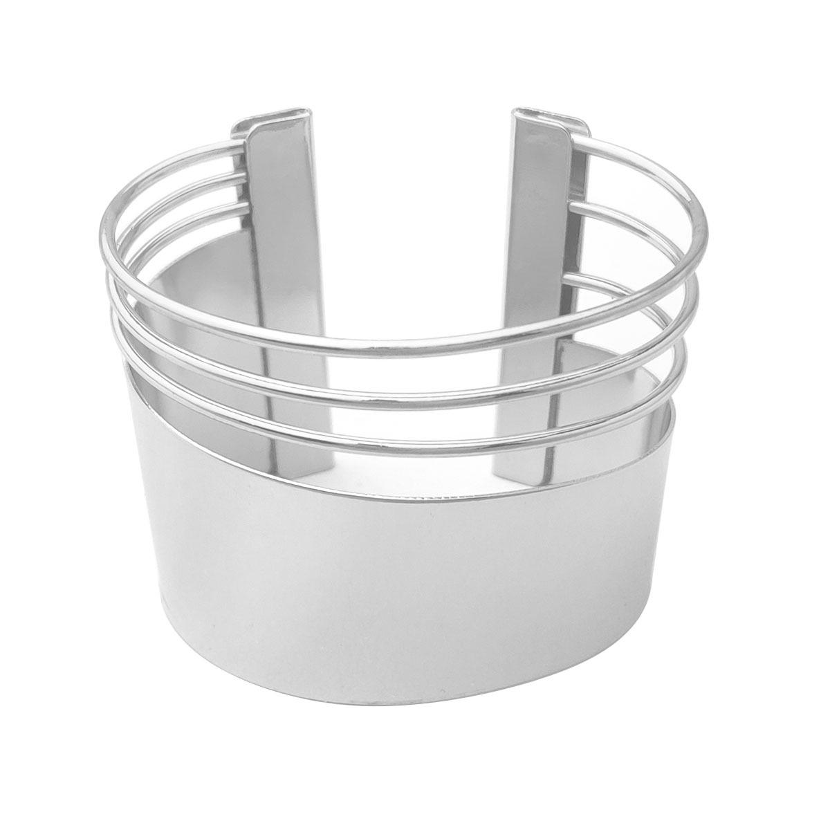 

Европейский и американский панк-металл Преувеличенный открытый браслет-манжета из гладкого железа серебряный