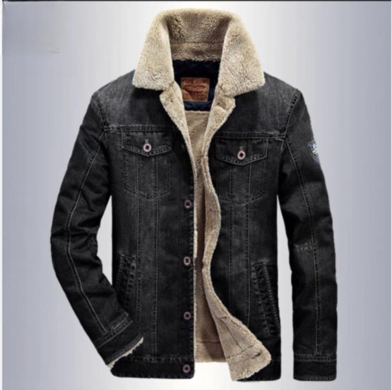 Men Windbreaker Fleece Thick Warm Winter Denim Jacket Mens Jackets Outwear Jeans Coat Male Multi-pockets Cowboy Clothing