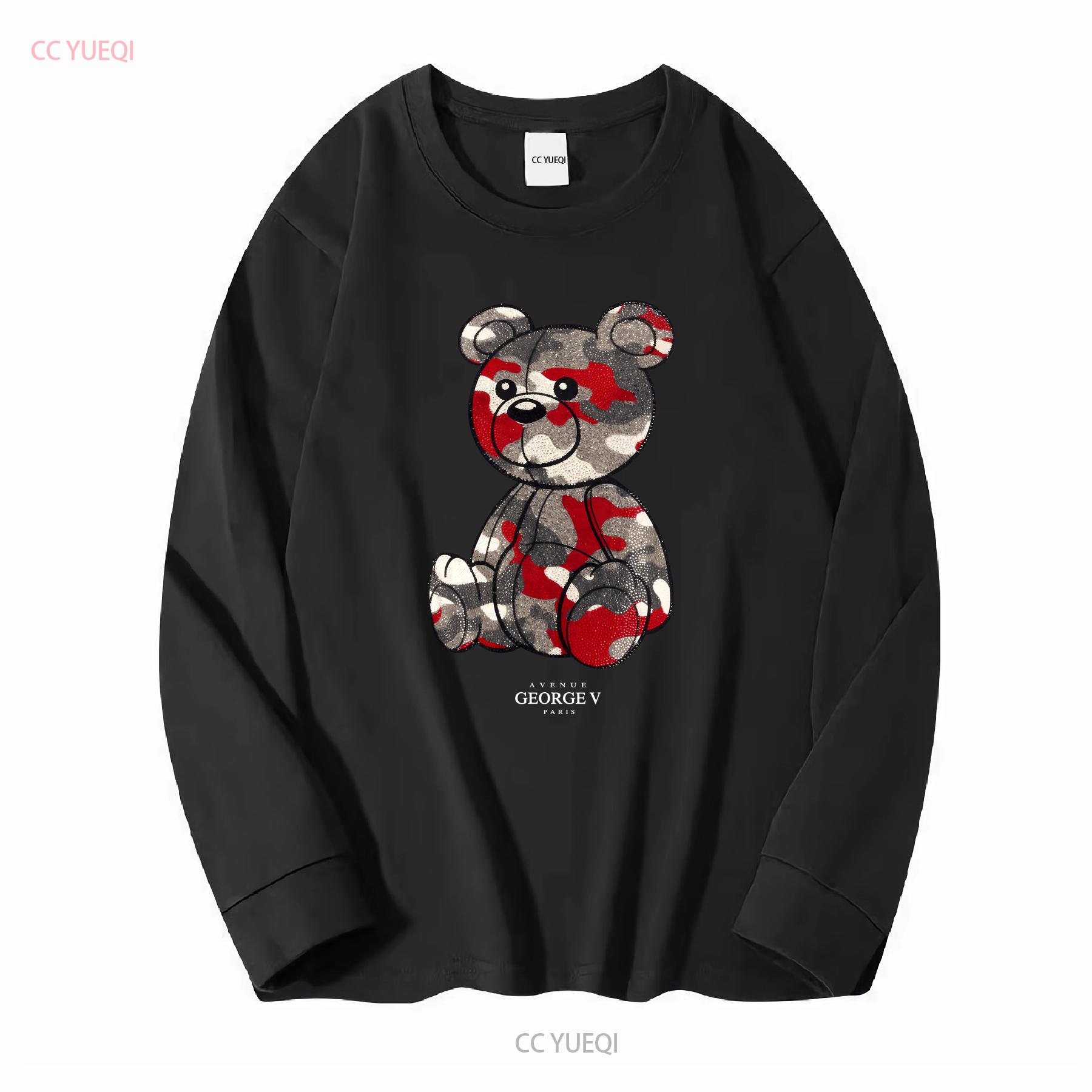 ZheXiong TEE Heren AVENUE GEORGE V PARIS Teddybeer Camo T-shirt vintage Gewassen grafisch Licht Zacht mode Comfortabel 3XL