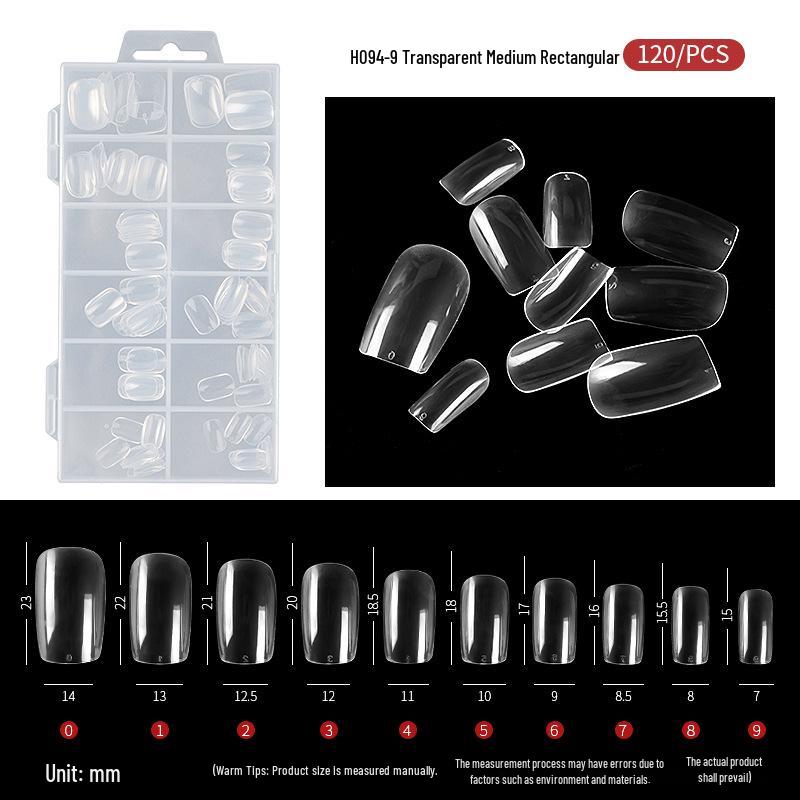 120 Seamless Transparent Ultra-Thin Long Oval, Ballet, Stiletto, and Rectangular Nail Tips