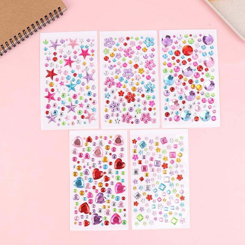 3D Gem Acrylic Crystal Stickers Diy Phone Album Decoration Self Adhesive Jewel Crafts Sparkly Rhinestone Stickers Girls Gifts