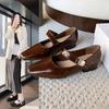 Premium small leather shoes women's autumn new thick heel square head Mary Jane shoes temperament soft sole single shoes