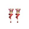 ANNA SUI Currant Motif 2-Way Clip-On Earrings Butterfly Pearl Glass Gold Plated SAME1543 XR