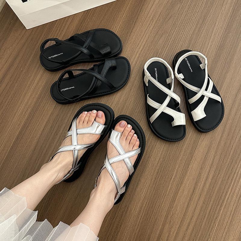 Tired feet soft soles wear uneven sandals versatile vacation casual women's 2025 new summer coat toe Roman shoes
