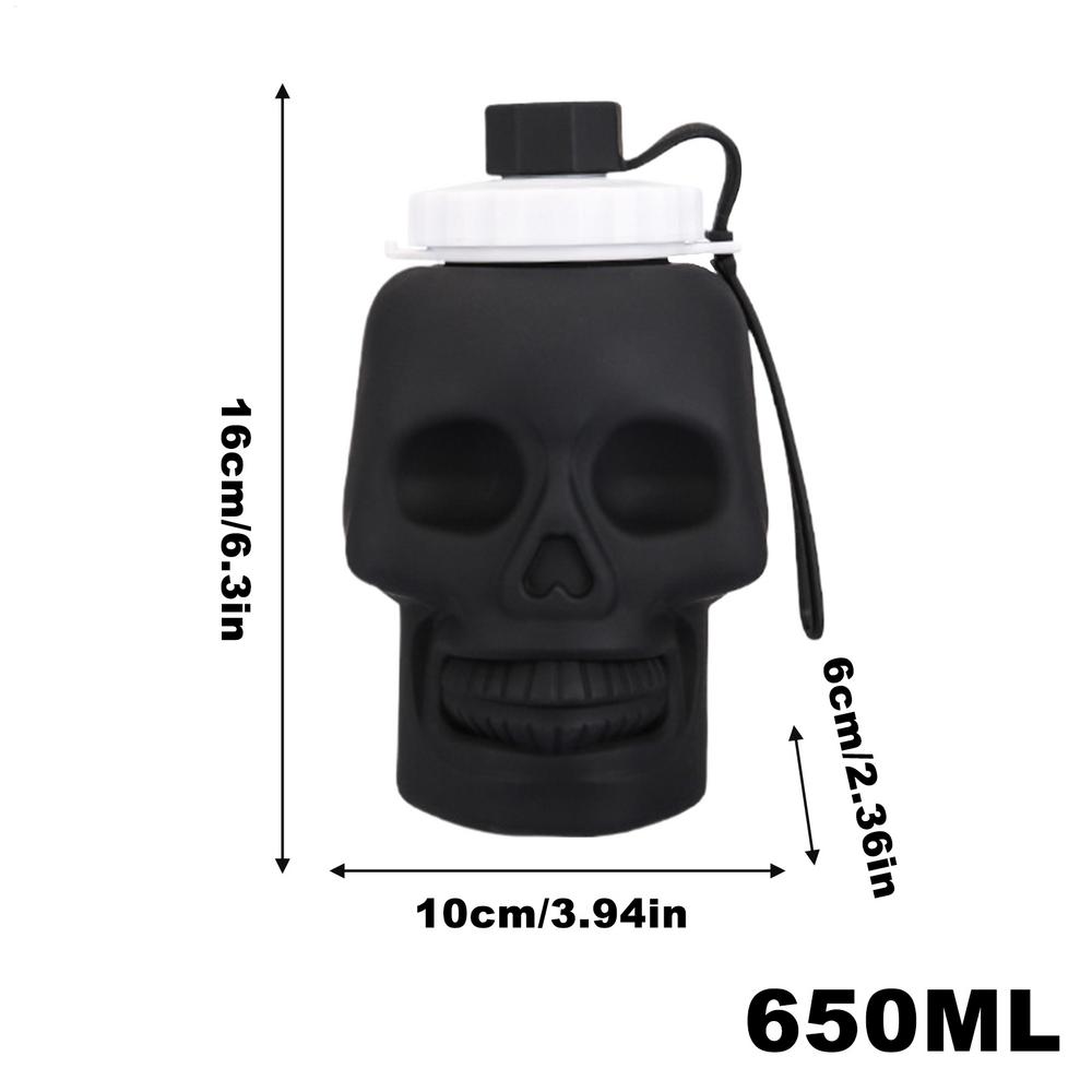 Silicone Water Bottle Halloween Gothic Water Bottle 650ml Leakproof Cups For Fitness Backpacking Hiking Running Cycling Outdoor