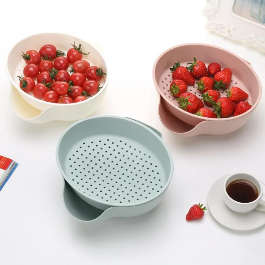 1 Pcs Plastic Food Tray European Double-layer Melon Seed Fruit Draining Plate Lazy Dried Fruit Plate Round Creative Homeware