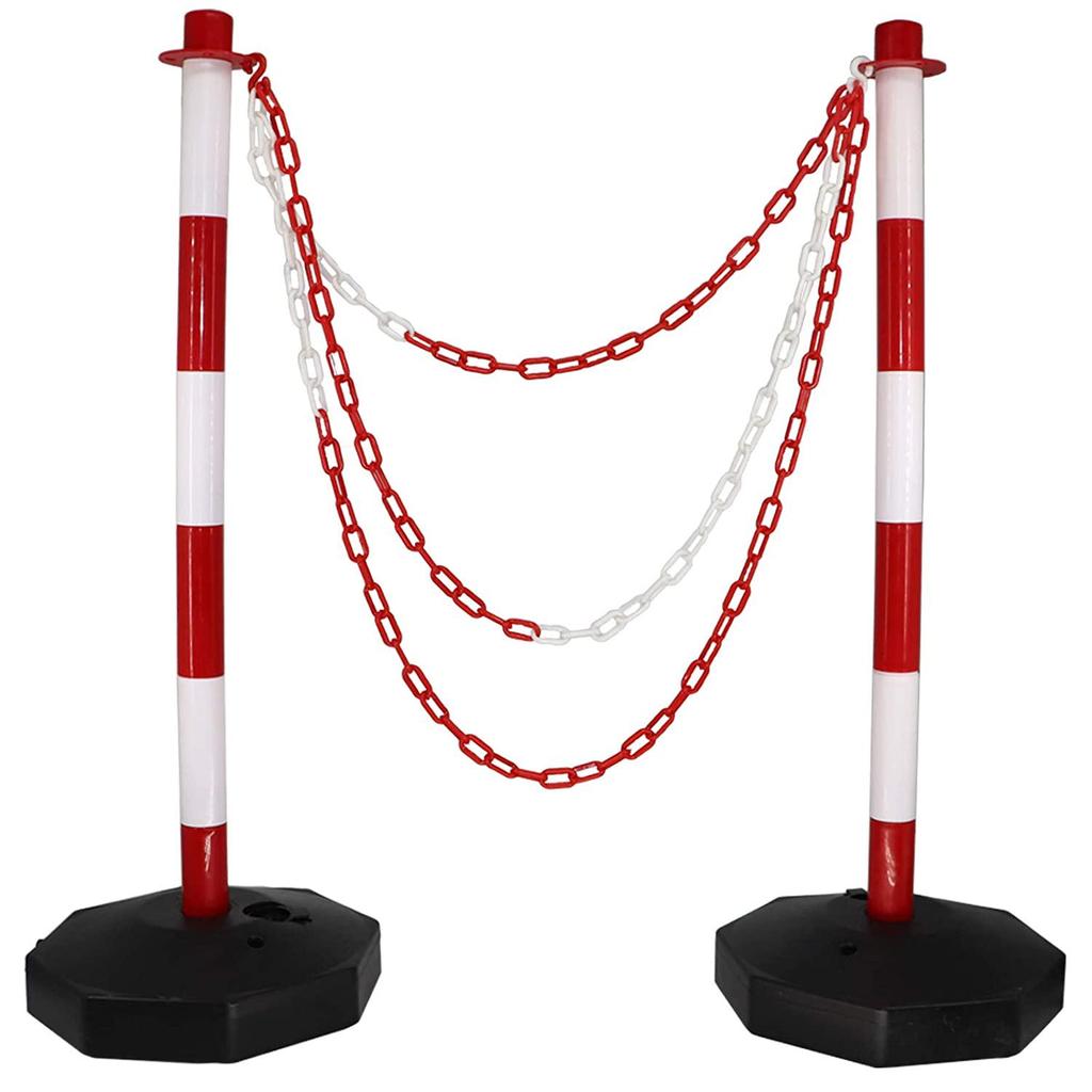 Plastic Warning Post Chain for Construction Site Fence with Isolation Barrier and Caution Tape
