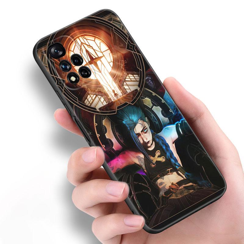 Arcane Jinx Anime Black Silicone Phone Case For Xiaomi POCO X3 X4 NFC F5 M3 M4 M6 X5 X6 Pro F3 F4 GT 5G C55 C65 M5