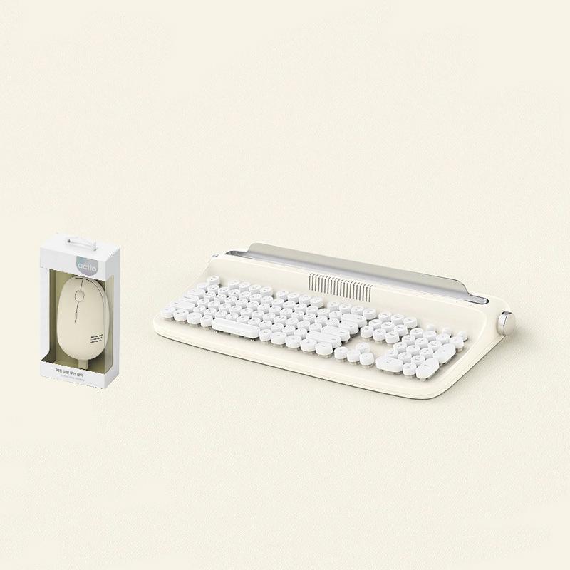 Actto Retro Bluetooth Typewriter-Style Keyboard & Mouse Combo for Business Office (104-Key)