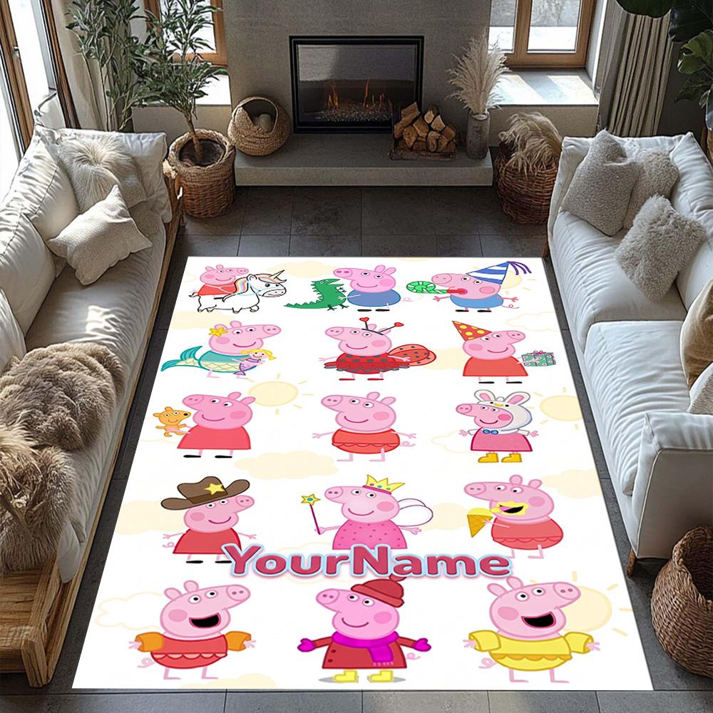 Peppa Pig Customize Your Name Carpet Design for Playrooms Kitchen Living Rooms Balcony Antislip Carpet Office home decor Wedding Party Gift