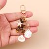 Fashion Summer Beach Starfish Shell Keychain Colorful Stone Key Ring Pendants for Women Girls Handbag Decor DIY Jewelry Gifts