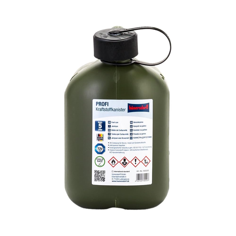 Hunersdorff Fuel Can Pro 5L Olive Poly Tank Water Tank Outdoor Camping Canister