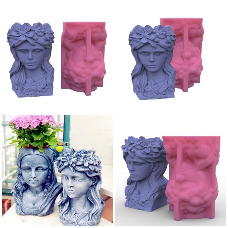 Soft Silicone Mold Handmade Cement Molds Girl Shape Flowerpot Moulds Durable Mold Perfect for Beginners and Craft Lovers