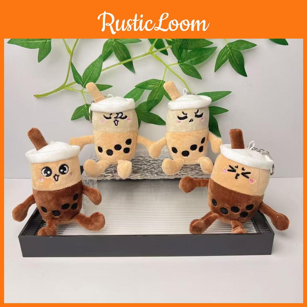 Simulated Milk Tea Plush Toy Backpack Pendant Keychain Kids Doll Birthday Gift