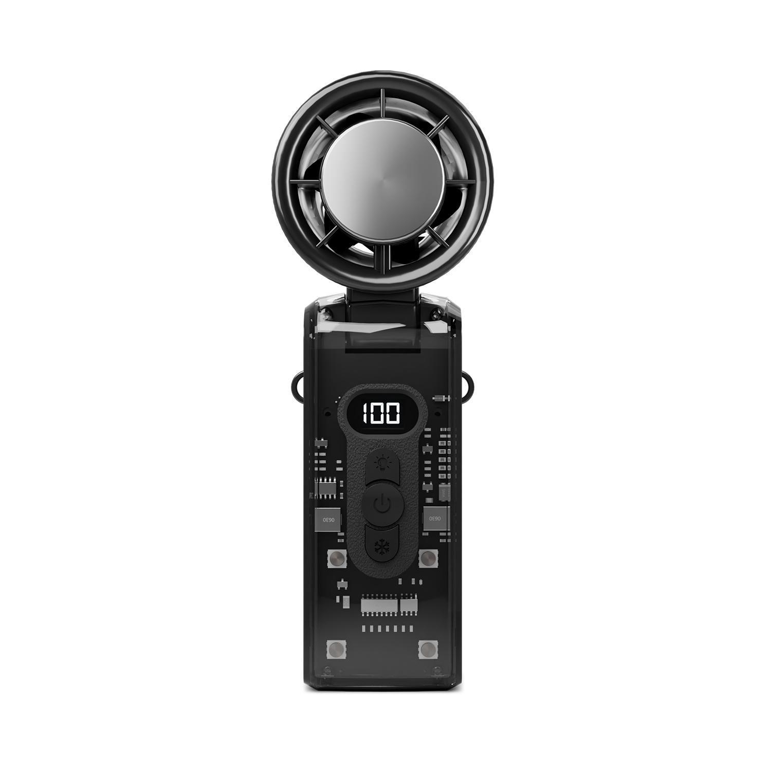 

Уличный складной портативный ручной вентилятор мини-охлаждающий перезаряжаемый 3600 мАч вентилятор высокая скорость ветра турбо складные вентиляторы цифровой дисплей чёрный