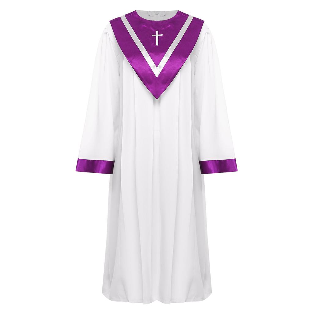 Unisex Adult Choir Robe V Shape Stole Church Chorus Performance Costume Traditional Gown