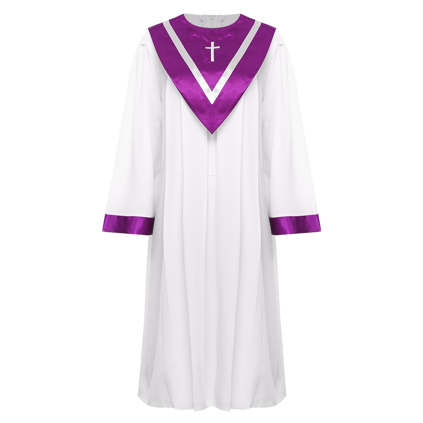 

Унісекс Дорослий Церковний Хоральний Одяг V-подібний Дизайн Столика Костюм для Виступу для Хорового Співу 3XL/180 фіолетовий