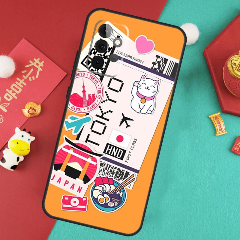 Travel Boarding Pass Tokyo Case For Samsung Galaxy A35 A55 A25 A15 A51 A71 A12 A32 A52 A13 A33 A53 A14 A34 A54 Cover