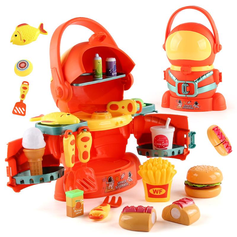 Children'S Simulation Kitchen Fast Food Supermarket Toys Boys And Girls Space Transport Ship Kitchen Checker Play House Toys
