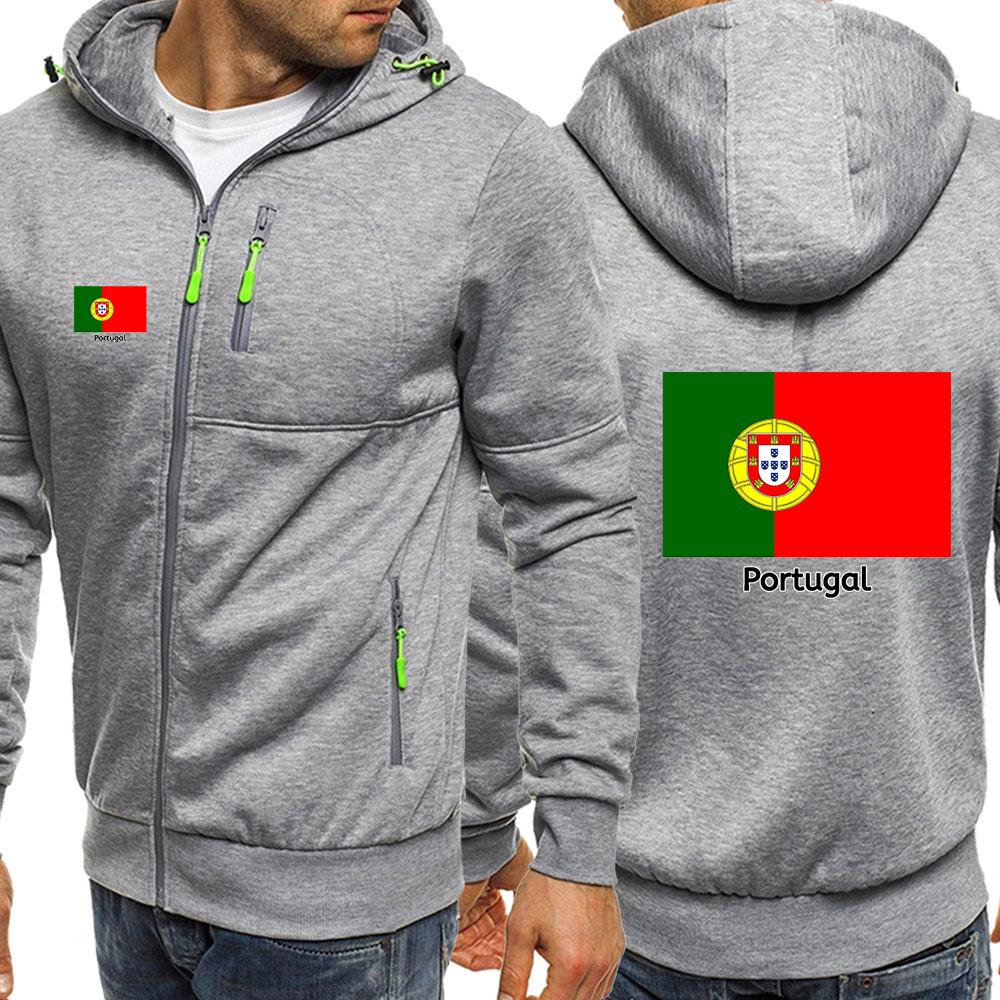 2026 Unisex  Portugal Flag Spring And Autumn Men's New Football Team Print Three-color Zipper Fashion Hooded Streetwear Casual Jacket