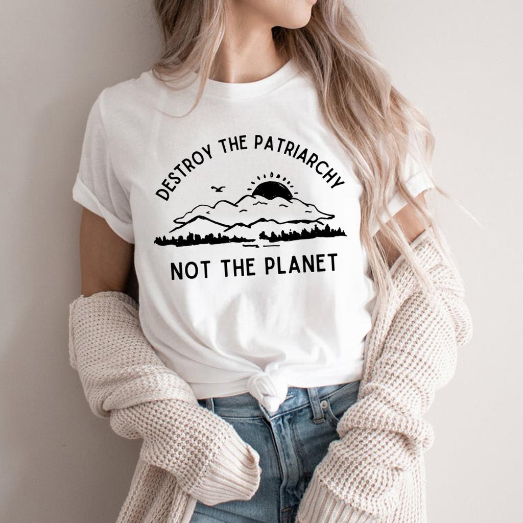 Zerstöre das Patriarchat Nicht den Planeten T-Shirt Tag der Erde Shirt Feministische Bluse Damenrechte Oberteile Tag der Erde Geschenk Damen T-Shirts Tees