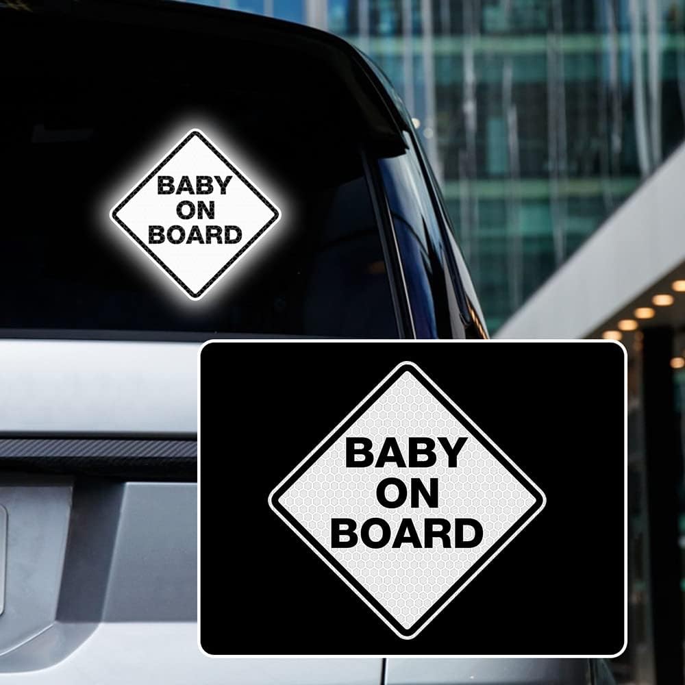 2pcs Reflective Car Sticker Baby on Board High Intensity Reflective Sticker for Car Waterproof Safety Warning Auto Bumper Window Sticker Kids on