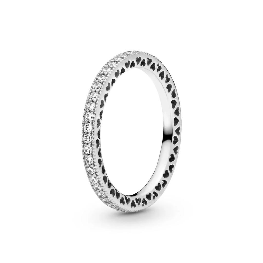925 Sterling Silver Classic Dazzling Crown Round Hearts Ring Exquisite Women's Light Luxury Charm Ring Jewelry Gift