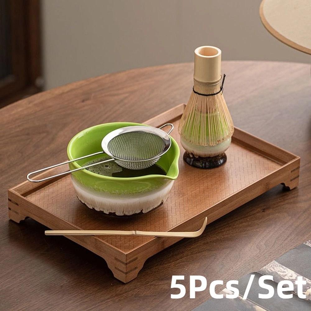 5Pcs/Set Reusable Chasen Matcha Whisk Set Pouring Spout Ceramic Matcha Bowl  Tea-Making Tools
