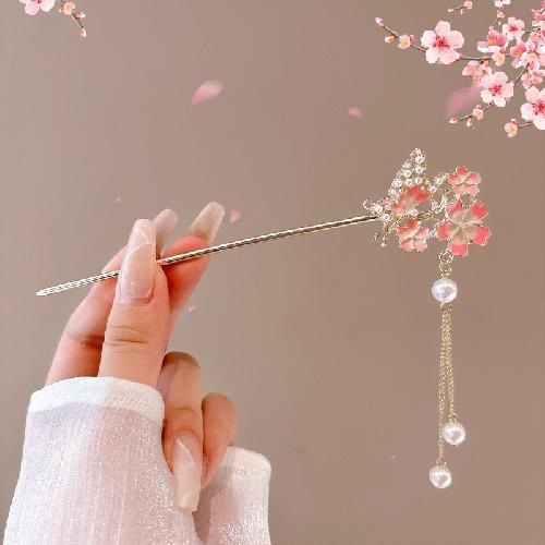 Haarnadel mit Quastenblume im antiken Stil, Damen High-End-Temperament, All-Match Hanfu Haarnadel, Am Hinterkopf zu befestigen, Haarnadel